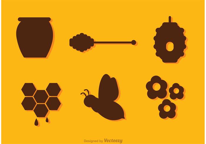 Silhouette Biene Und Honig Vektoren