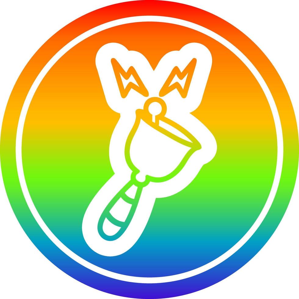 klingelnde Glocke kreisförmig im Regenbogenspektrum vektor