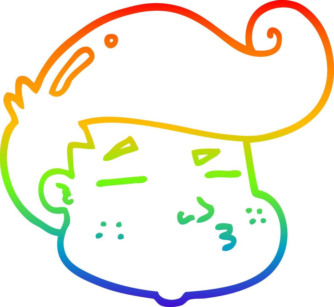 regnbågsgradient linjeteckning tecknad pojke ansikte vektor