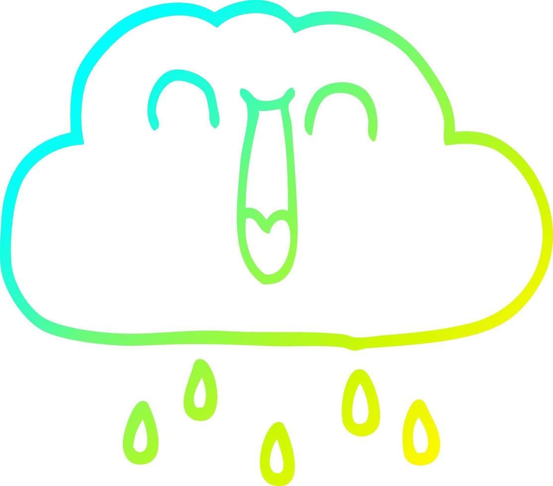 Kalte Gradientenlinie Zeichnung Cartoon glückliche Regenwolke vektor