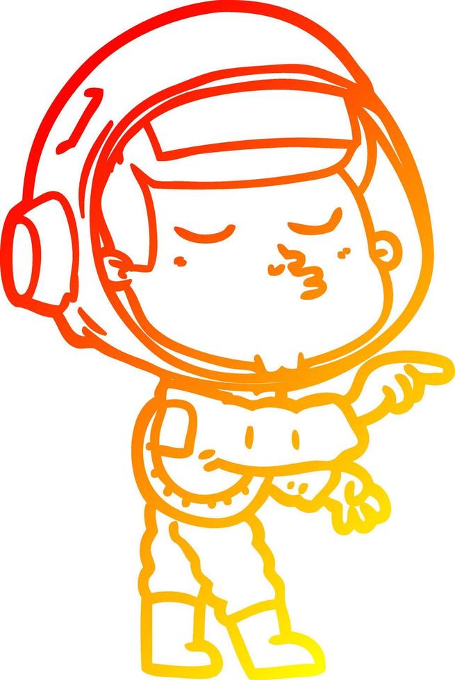 warme Gradientenlinie Zeichnung Cartoon selbstbewusster Astronaut vektor