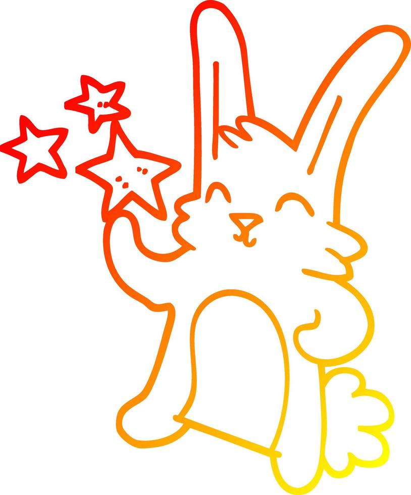 Warme Gradientenlinie Zeichnung Cartoon Happy Bunny vektor