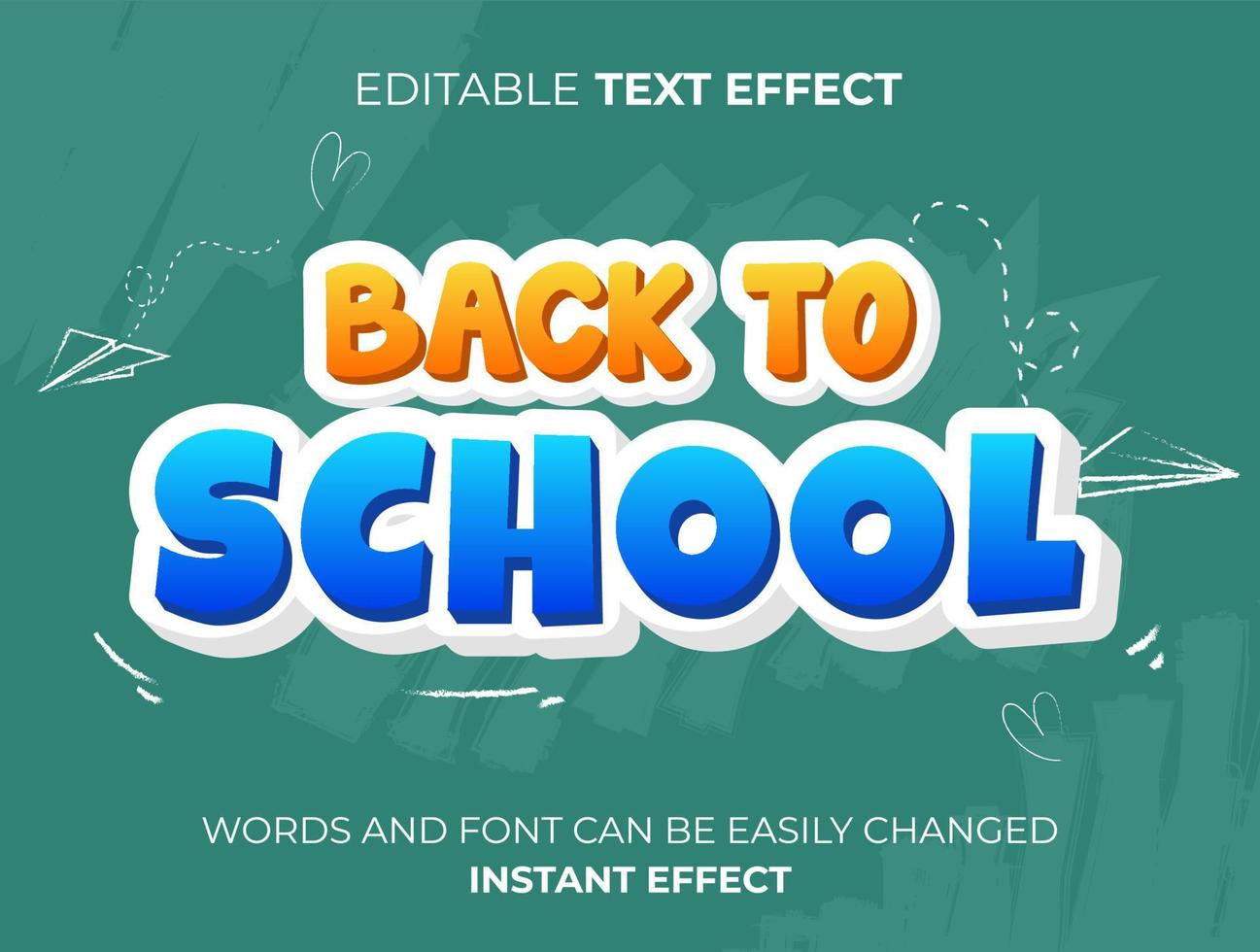 tillbaka till skolan text effekt design vektor
