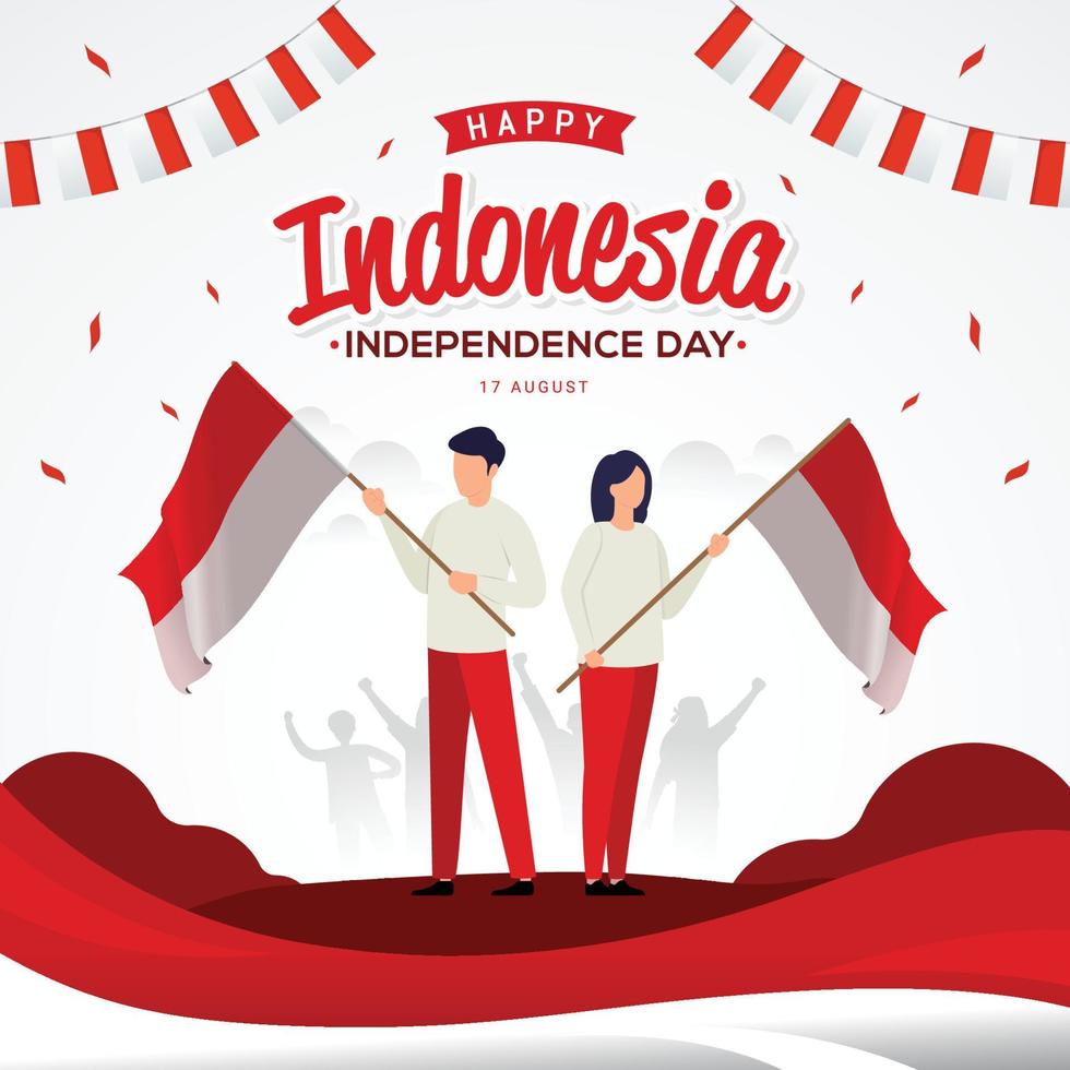 glückliche indonesische unabhängigkeitstag grußkarte vektor