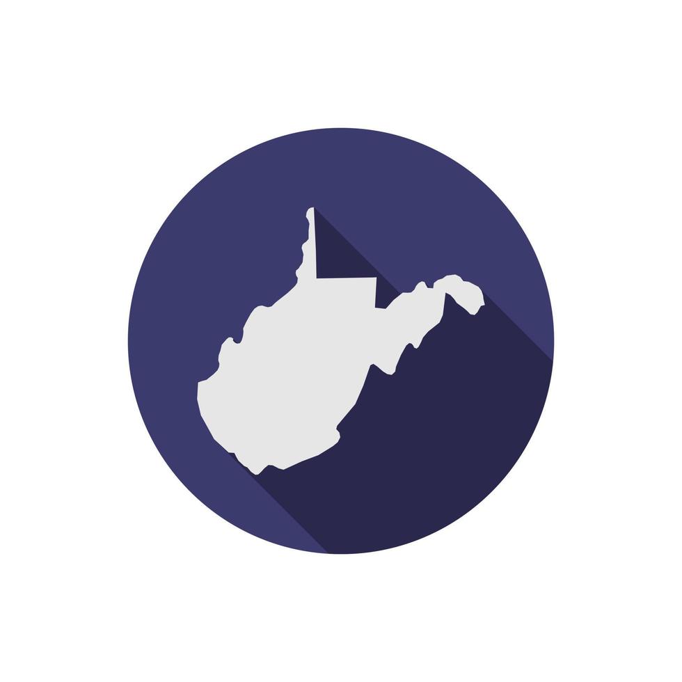 West Virginia State Map Kreis mit langem Schatten vektor