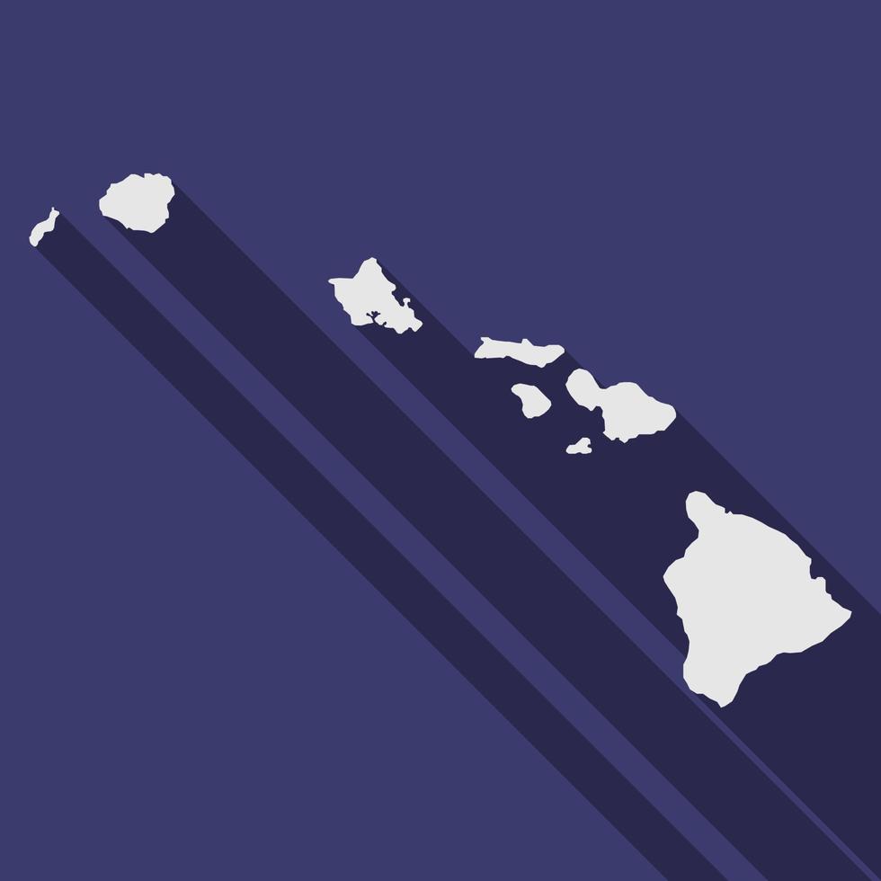 Hawaii statskarta med lång skugga vektor