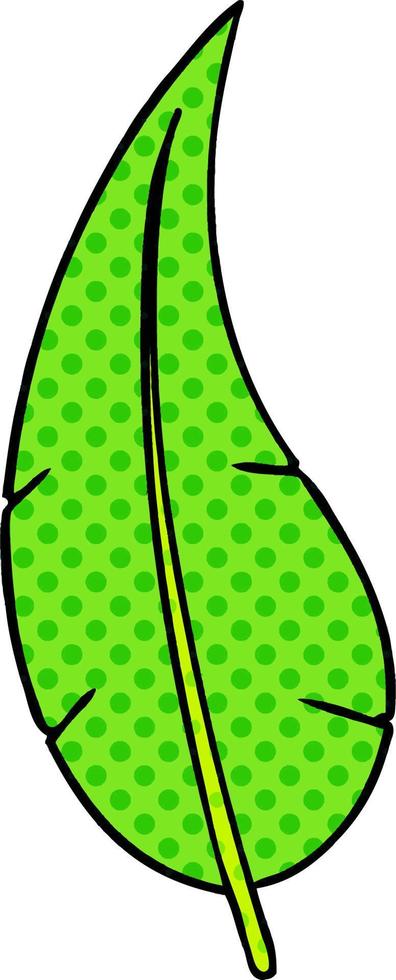 tecknad doodle av ett grönt långt löv vektor