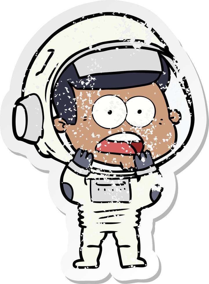 beunruhigter Aufkleber eines Cartoon überraschten Astronauten vektor