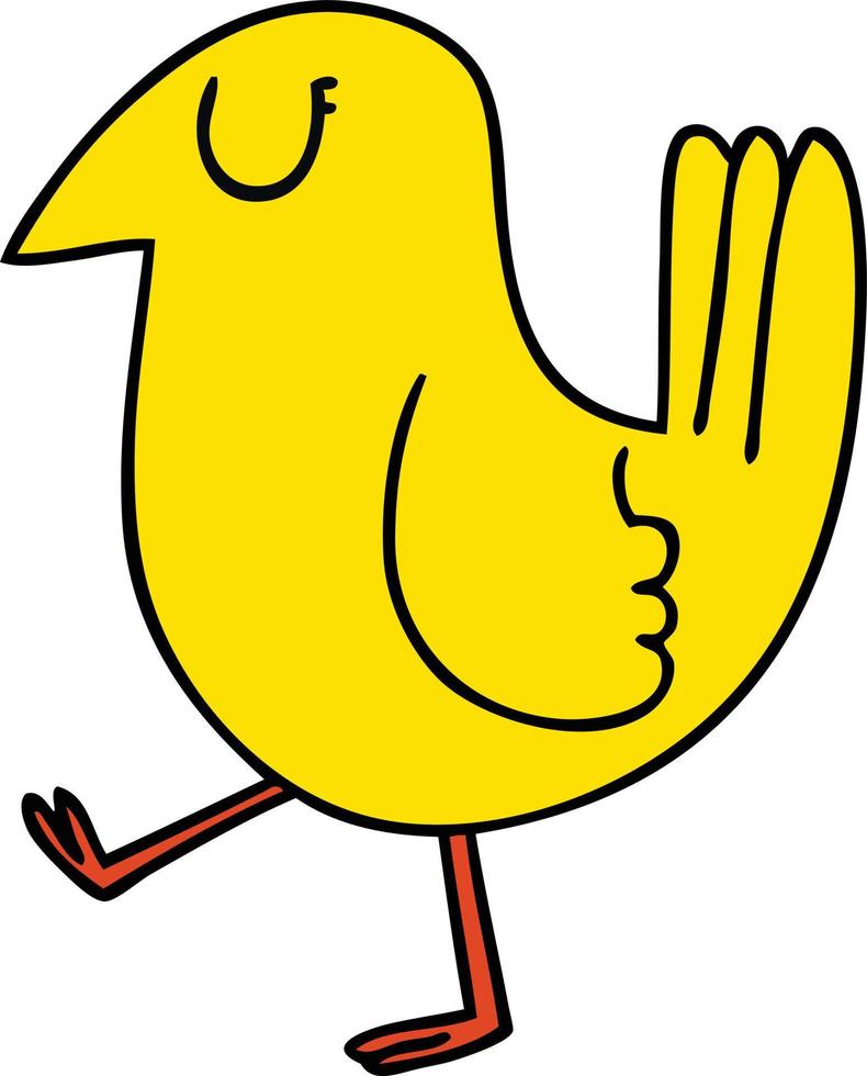 knäppa handritad tecknad gul fågel vektor