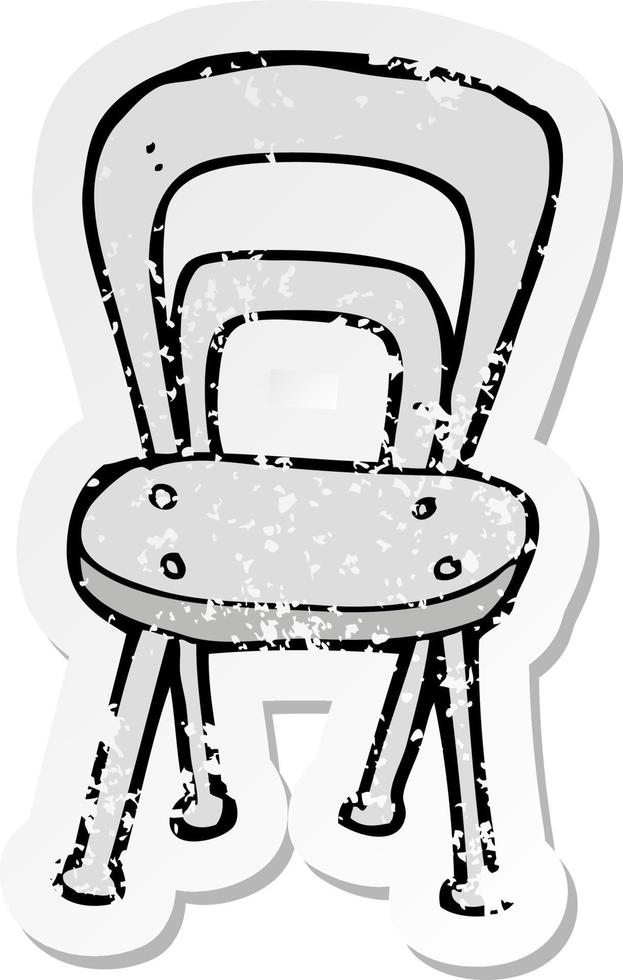 retro nödställd klistermärke av en tecknad stol vektor