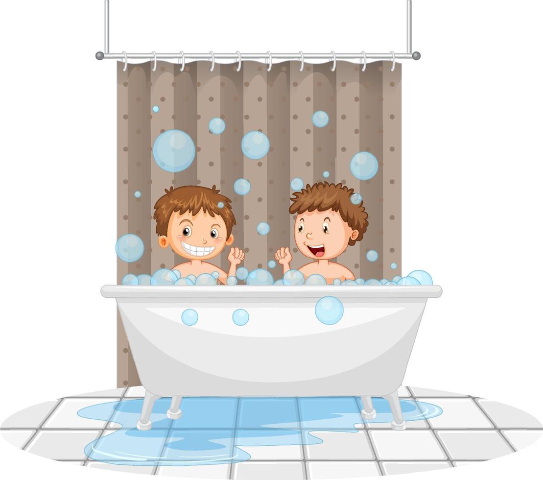 glada barn som leker i badkaret vektor