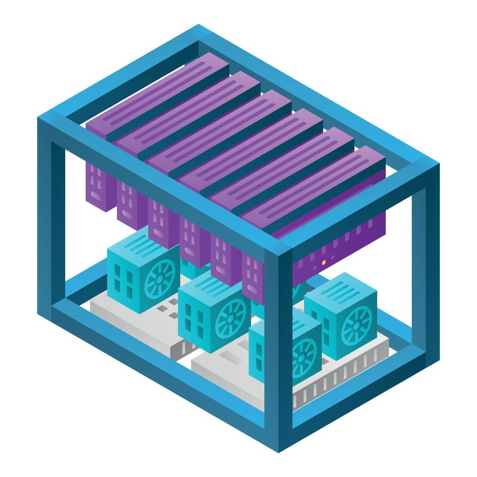 Mining Farm Kühlsymbol, isometrischer Stil vektor