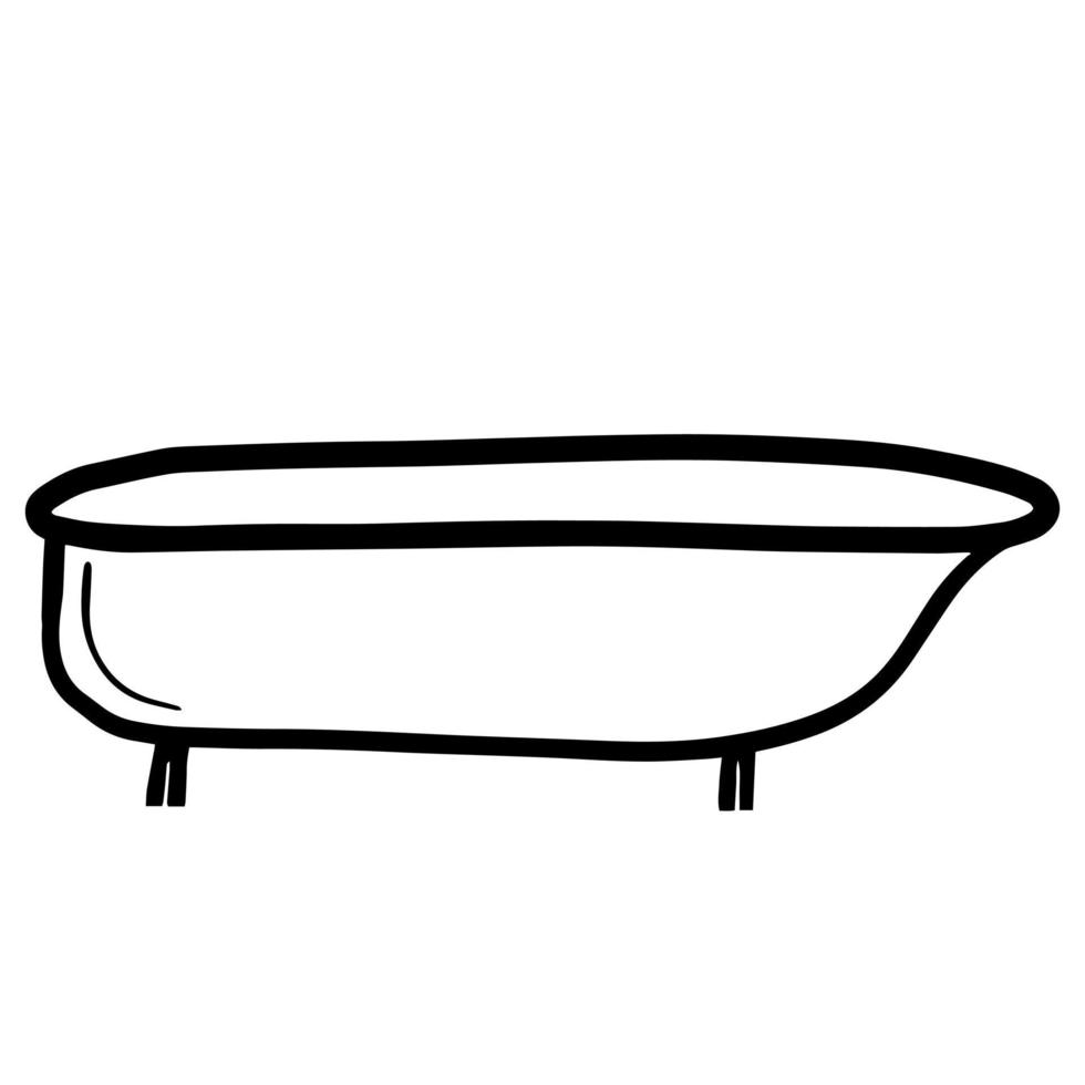 svart doodle av ett badrum. handritade badrumstillbehör illustration. badrum linjekonst illustration vektor