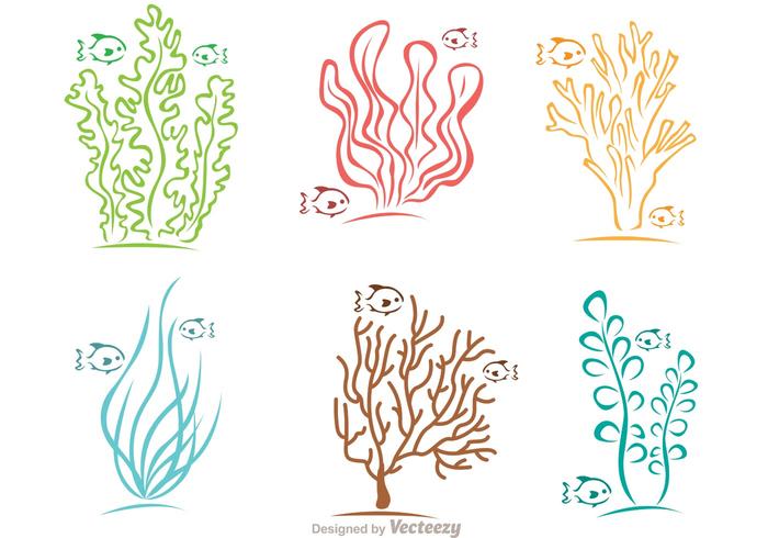 Färgglada Coral Reef And Fish Vector