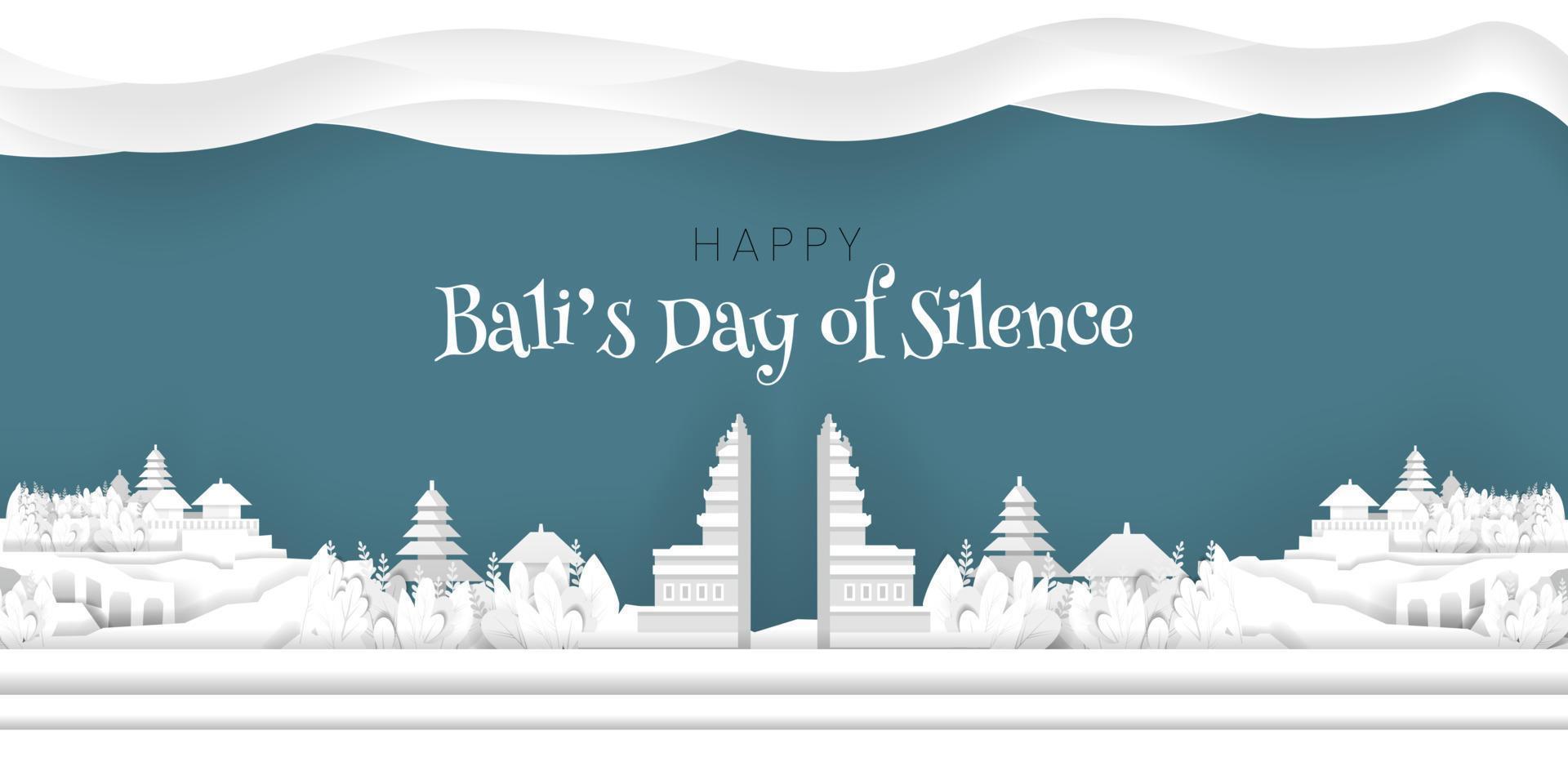 Happy Bali's Day of Silence Paper Cut Hintergrund Vektordesign vektor