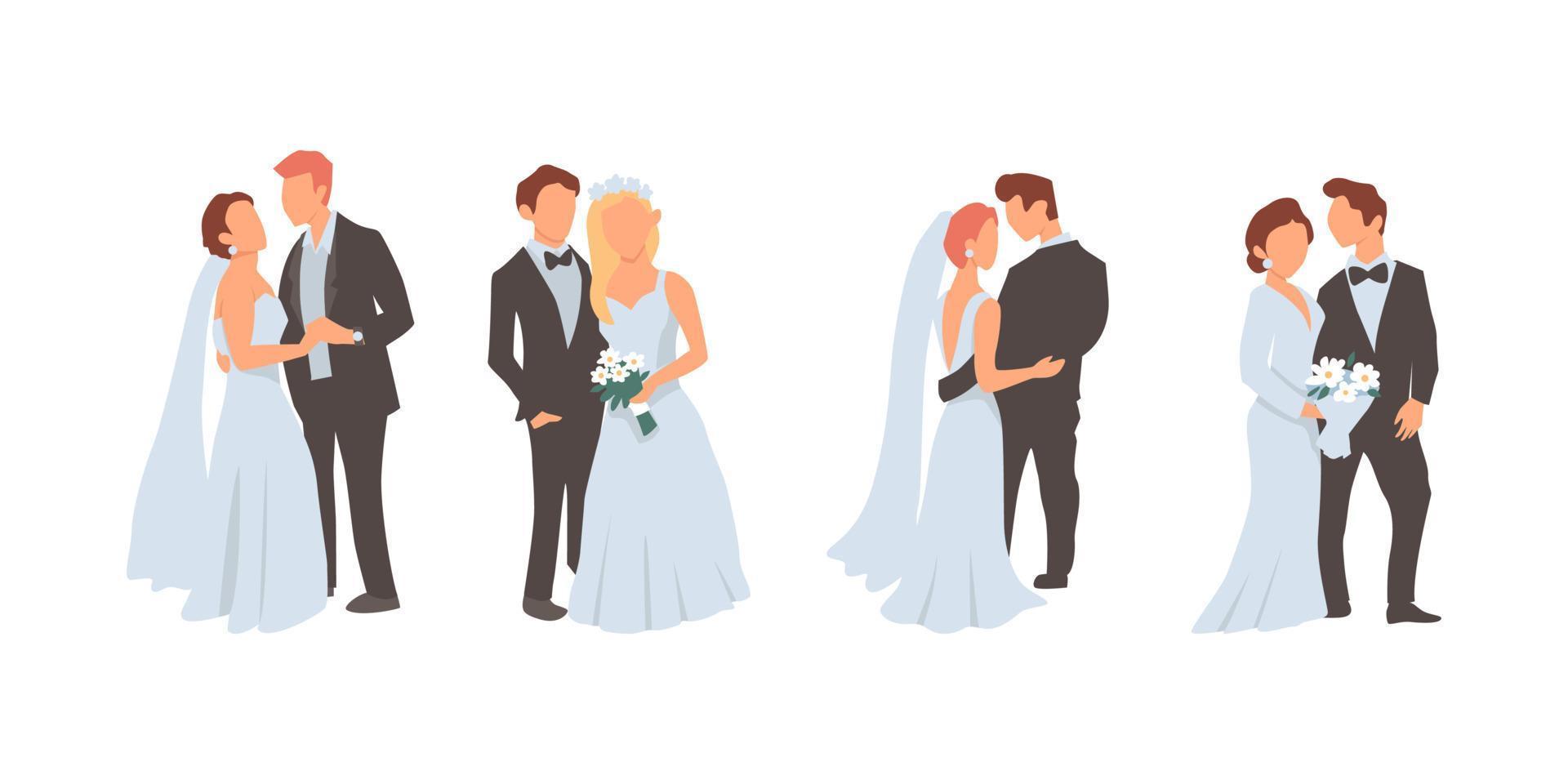 flaches vektordesign der hochzeitspaarillustration vektor