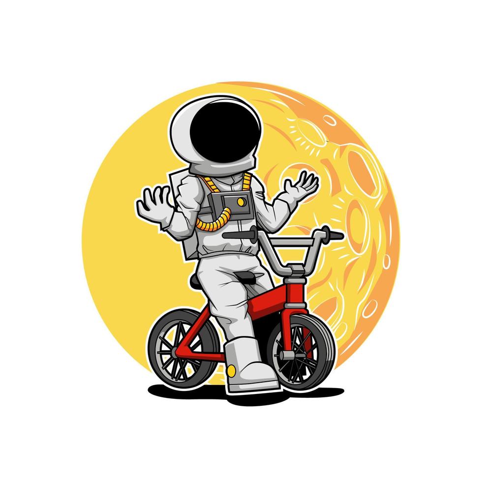 astronaut ridning cykel vektor illustration design