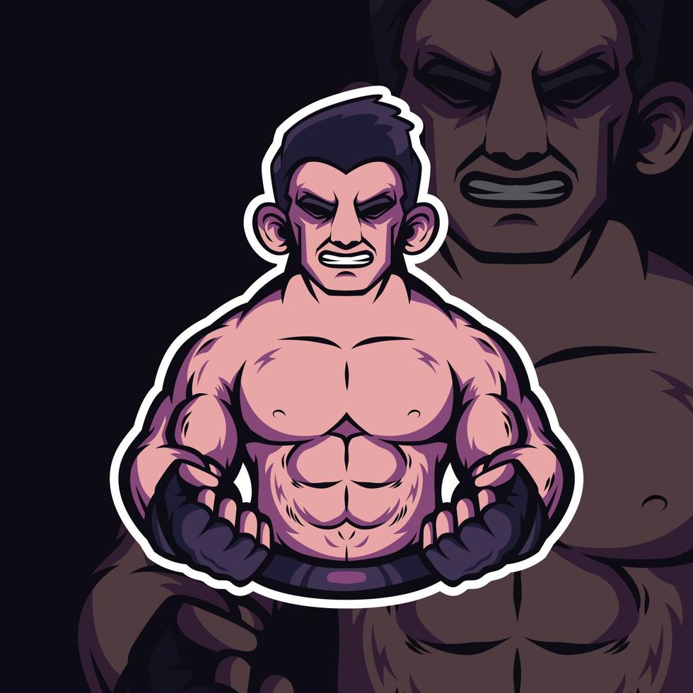 fighter maskot logotyp design vektor