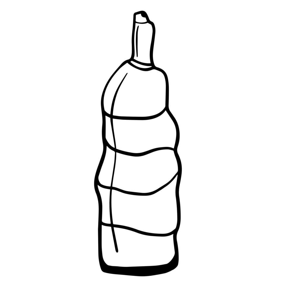 svart doodle av en flaska. handritade badrumstillbehör illustration. flaska linjekonst illustration vektor