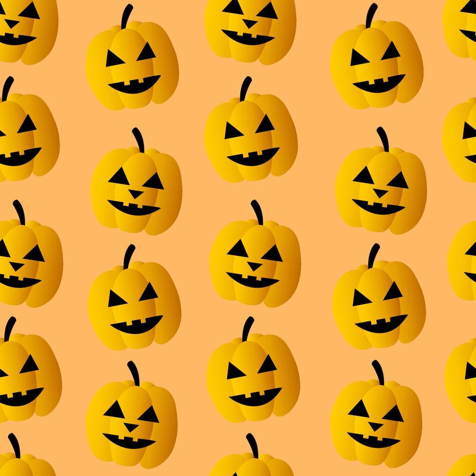 nahtloses Muster für Halloween. Kürbisse mit den Gesichtern von Monstern. Vektor Hintergrundbild