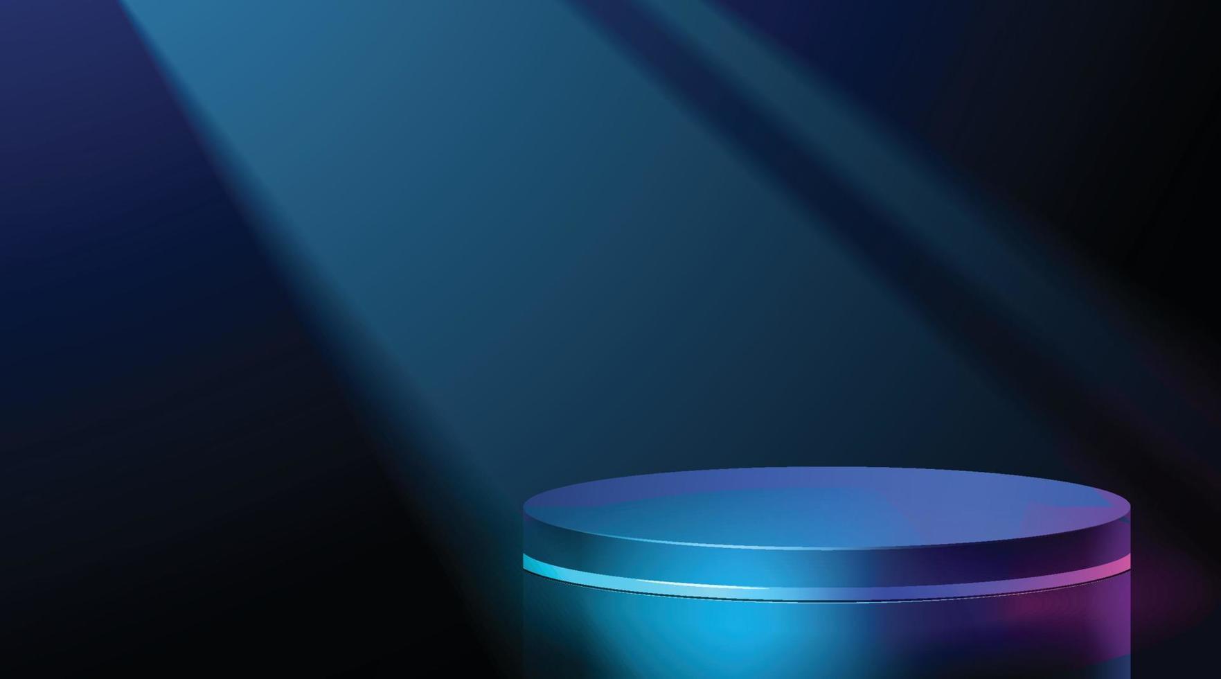 futuristische cyber-bühne mit 3d-blauem neonpodium, das für die präsentation der produktpräsentation in der dunkelheit leuchtet vektor