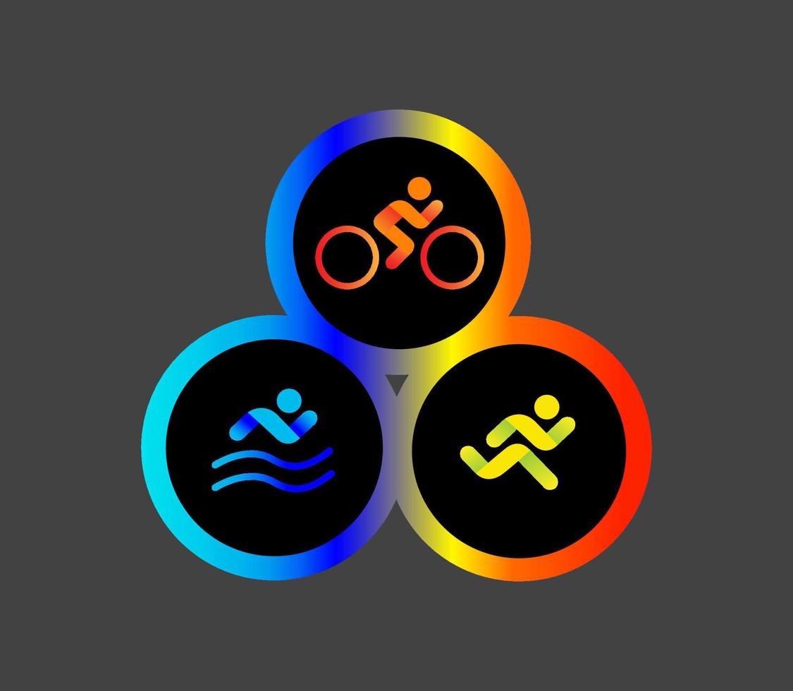 Banner zum Thema Sport, Triathlon. silhouetten von sportlern, schwimmern, radfahrern, läufern. vektor