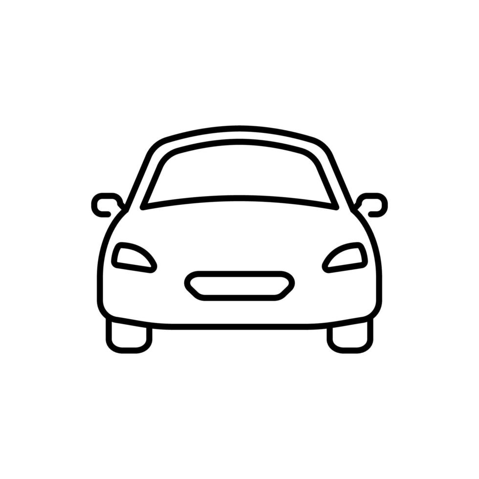 svart bil linje ikon. klassiska linjära skyltar för fordon. modern form av auto fordon transport disposition ikon. bil symbol i frontvy piktogram. redigerbar linje. isolerade vektor illustration.