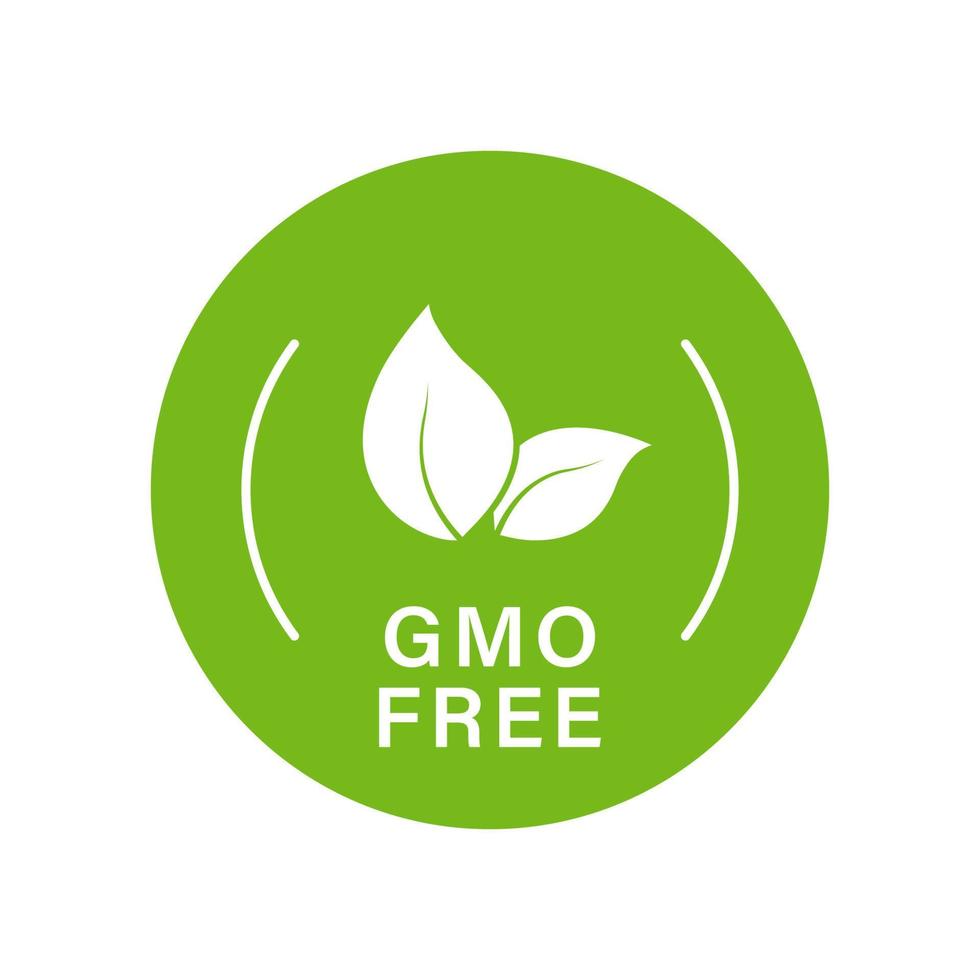 GVO-freie grüne Silhouette-Symbol. Non-GMO-Label, nur natürliches Bio-Produkt. Blattzeichen gesundes veganes Bio-Lebensmittelkonzept. Bio-freies GVO-Logo. nicht gentechnisch verändert. isolierte vektorillustration. vektor