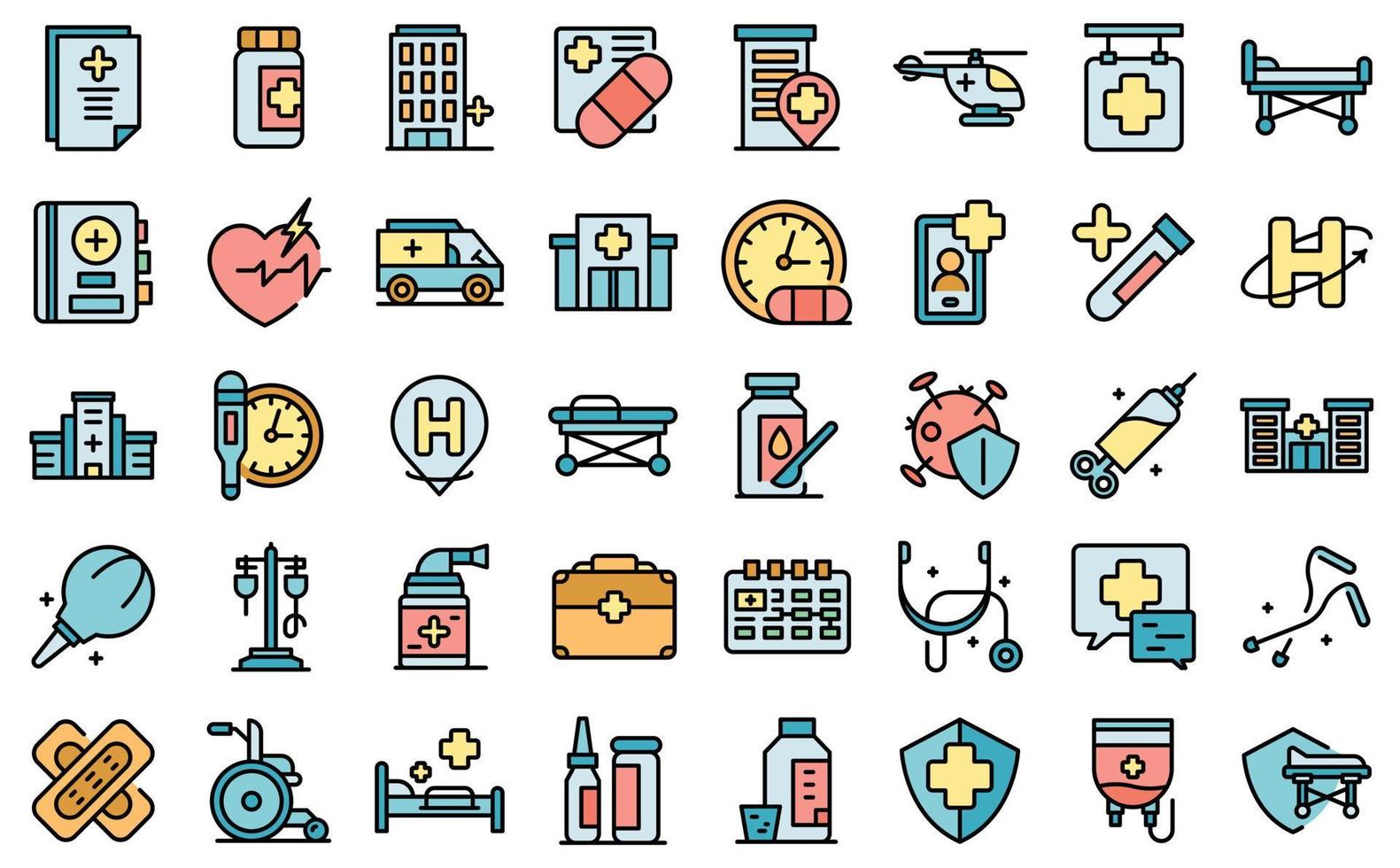 sjukhusvistelse ikoner som vektor platt