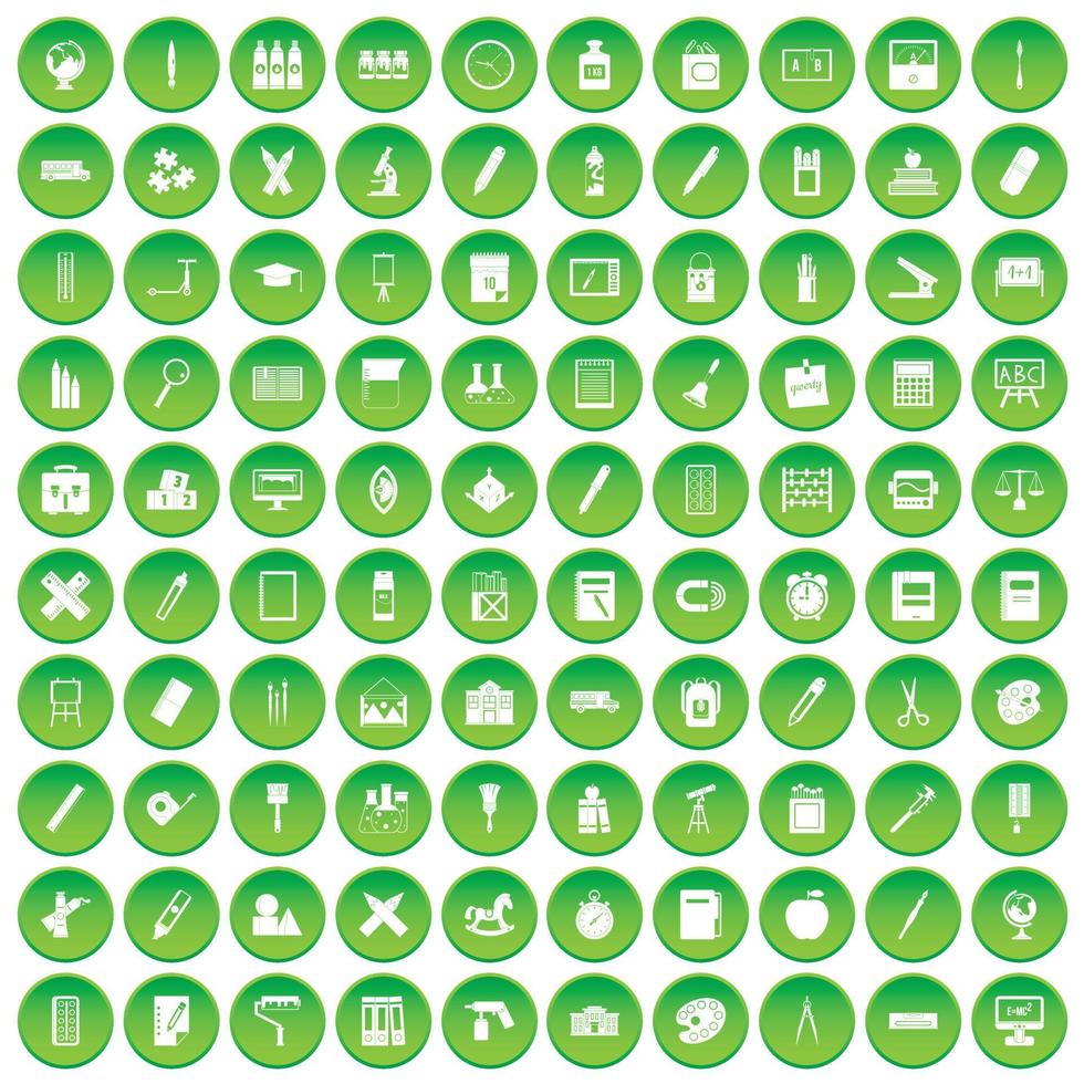 100 brevpapper ikoner som grön cirkel vektor