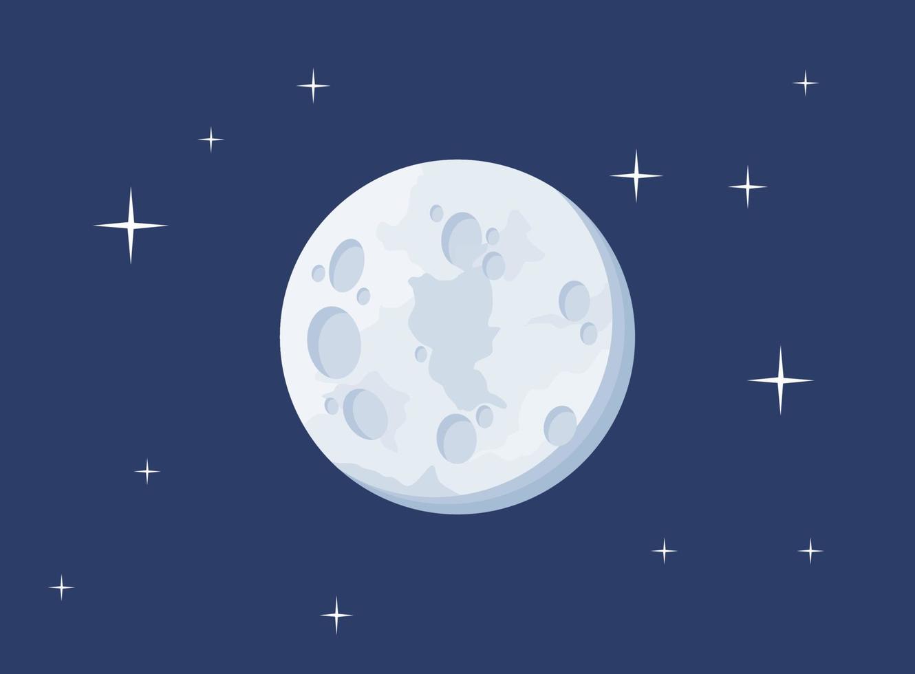 fullmåne eller planet med stjärnbakgrund i blå natthimmel tecknad vektorillustration för astronomivetenskaplig utbildning eller grafiskt element vektor