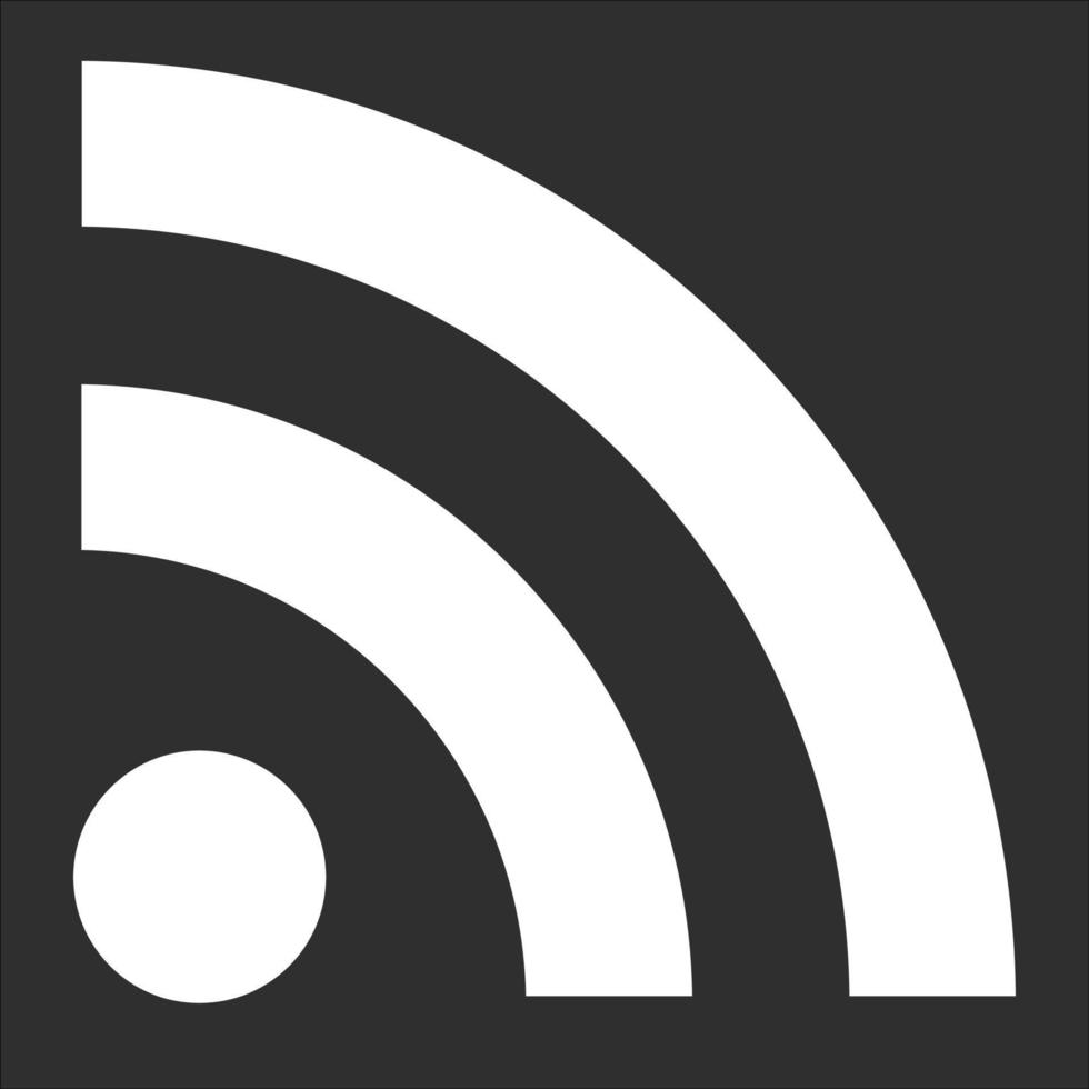 rss feed-ikonen isolerad på svart bakcround. symbol, logotyp illustration för mobilt koncept och webbdesign. vektor illustration.