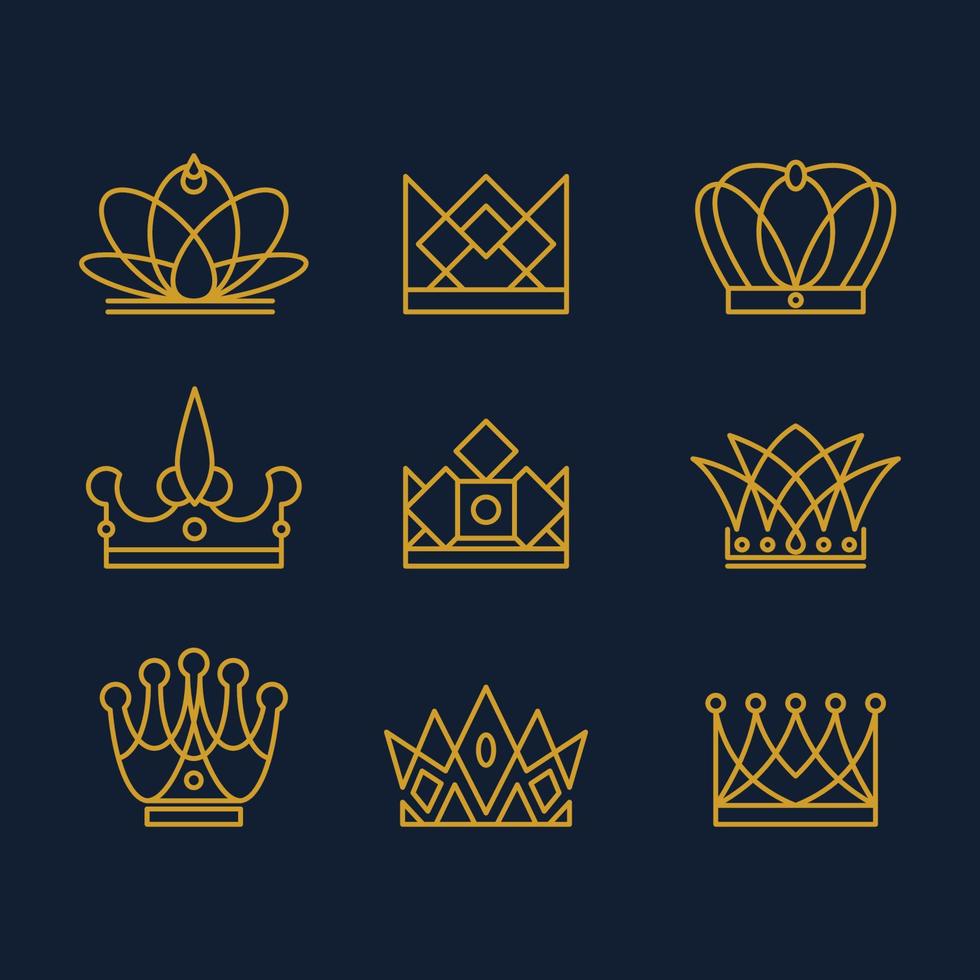 krona logotyp set vektor