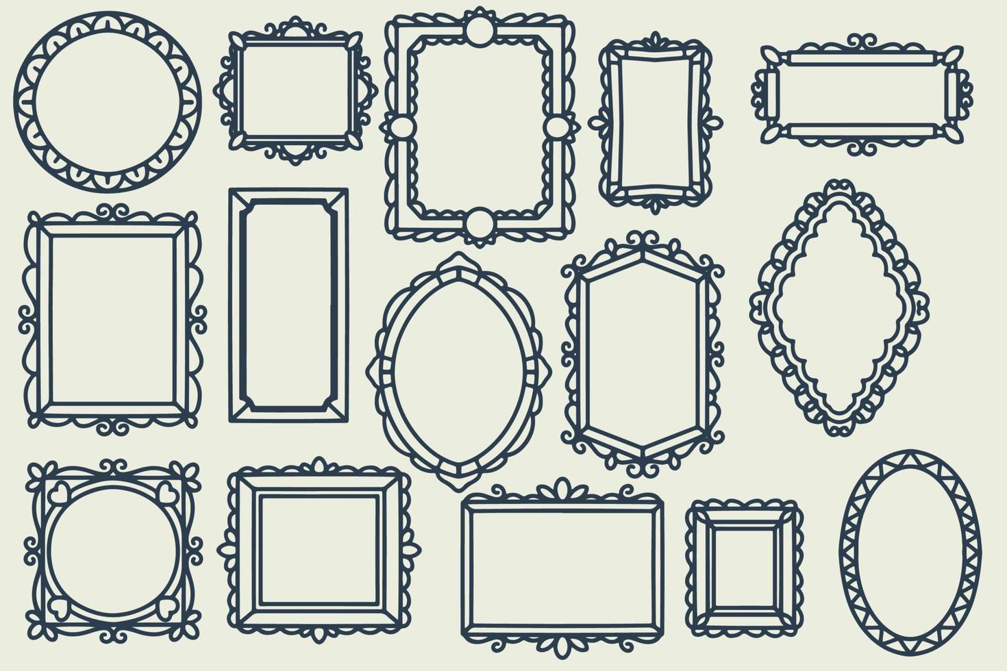 15 handgezeichnete Rahmendekorationsset-Sammlung vektor