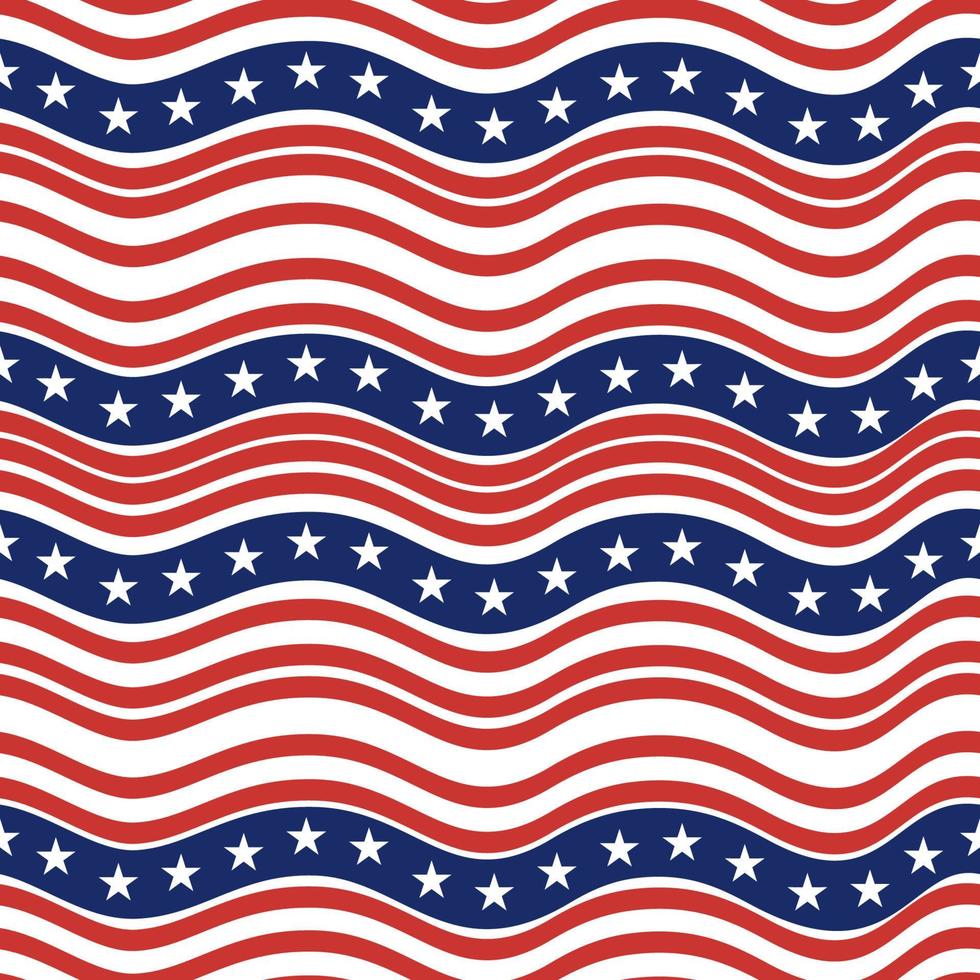 seamless mönster av USA flagga i vågig stil. vektor