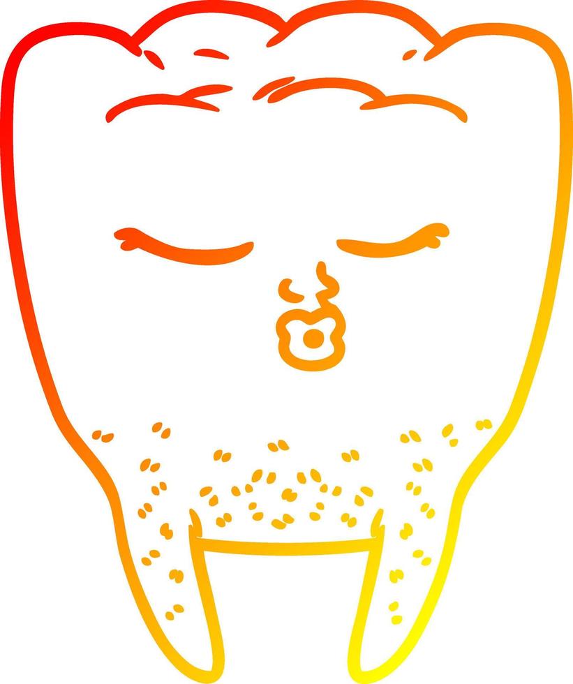warme Gradientenlinie Zeichnung Cartoon-Zahn vektor