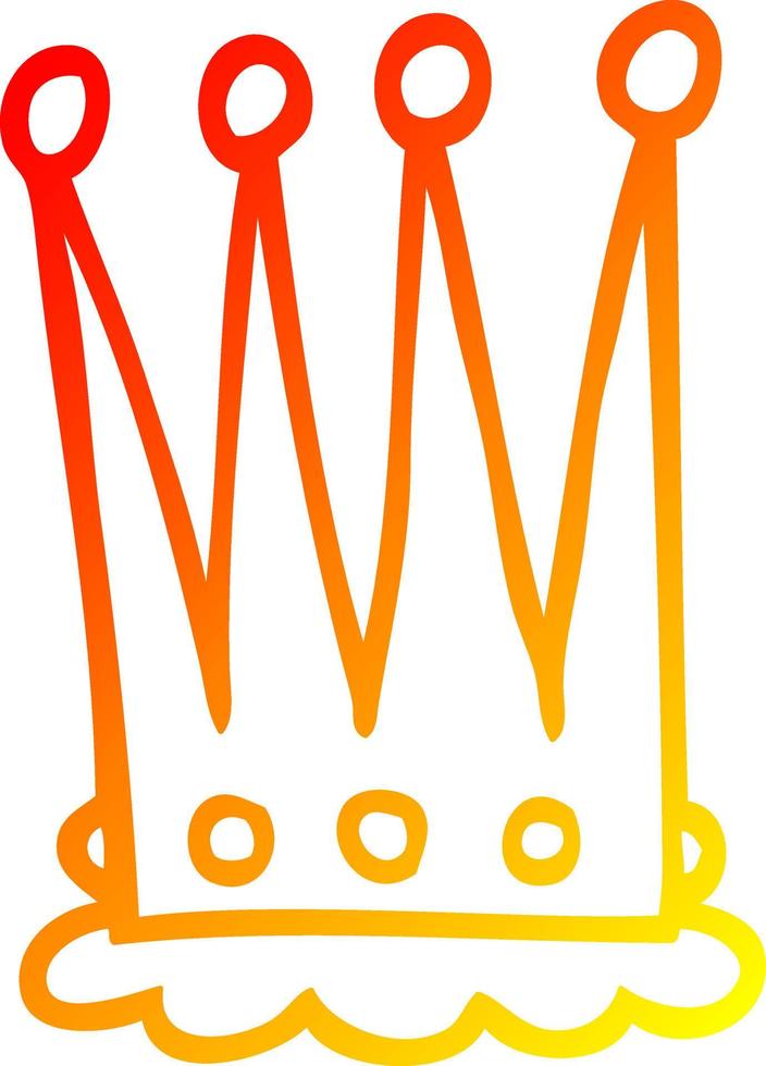 varm gradient linjeteckning tecknad krona vektor