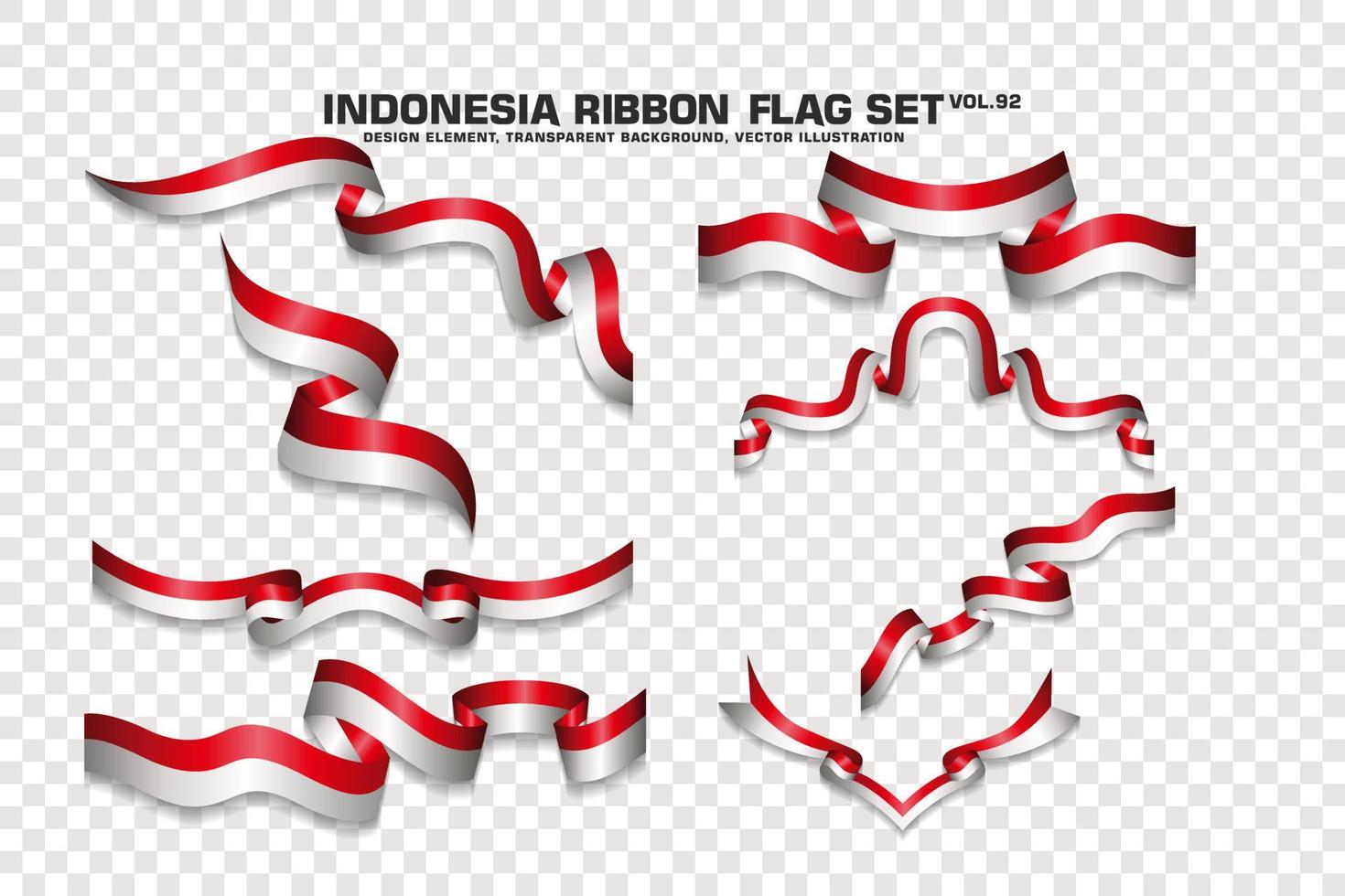 indonesien bandflaggor set, elementdesign, 3d-stil. vektor illustration