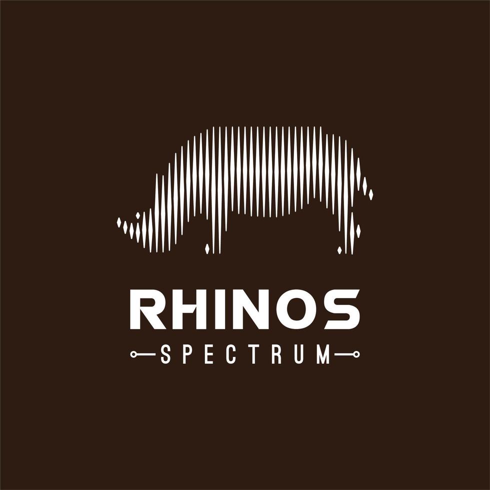 rhino rhinoceros und digitales Wellenklangspektrum-Logo-Design-Inspiration vektor