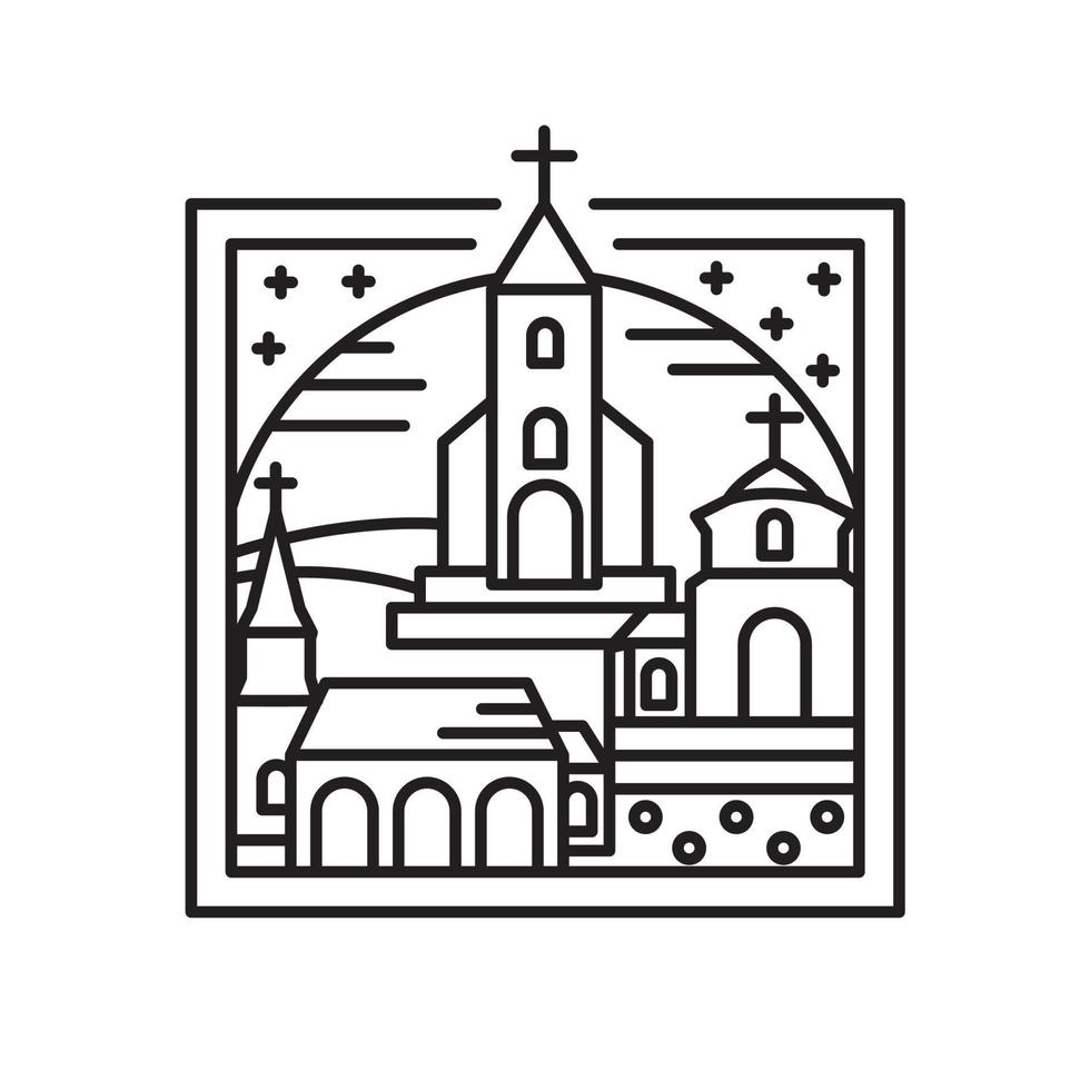Inspiration für das Logodesign des christlichen Kreuzkirchengebäudes vektor