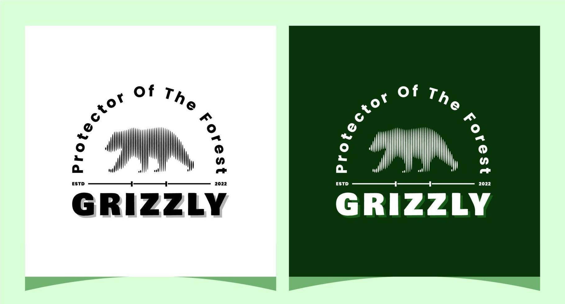 Inspiration für das Logodesign von Grizzly Bear und Digital Wave Sound Spectrum vektor