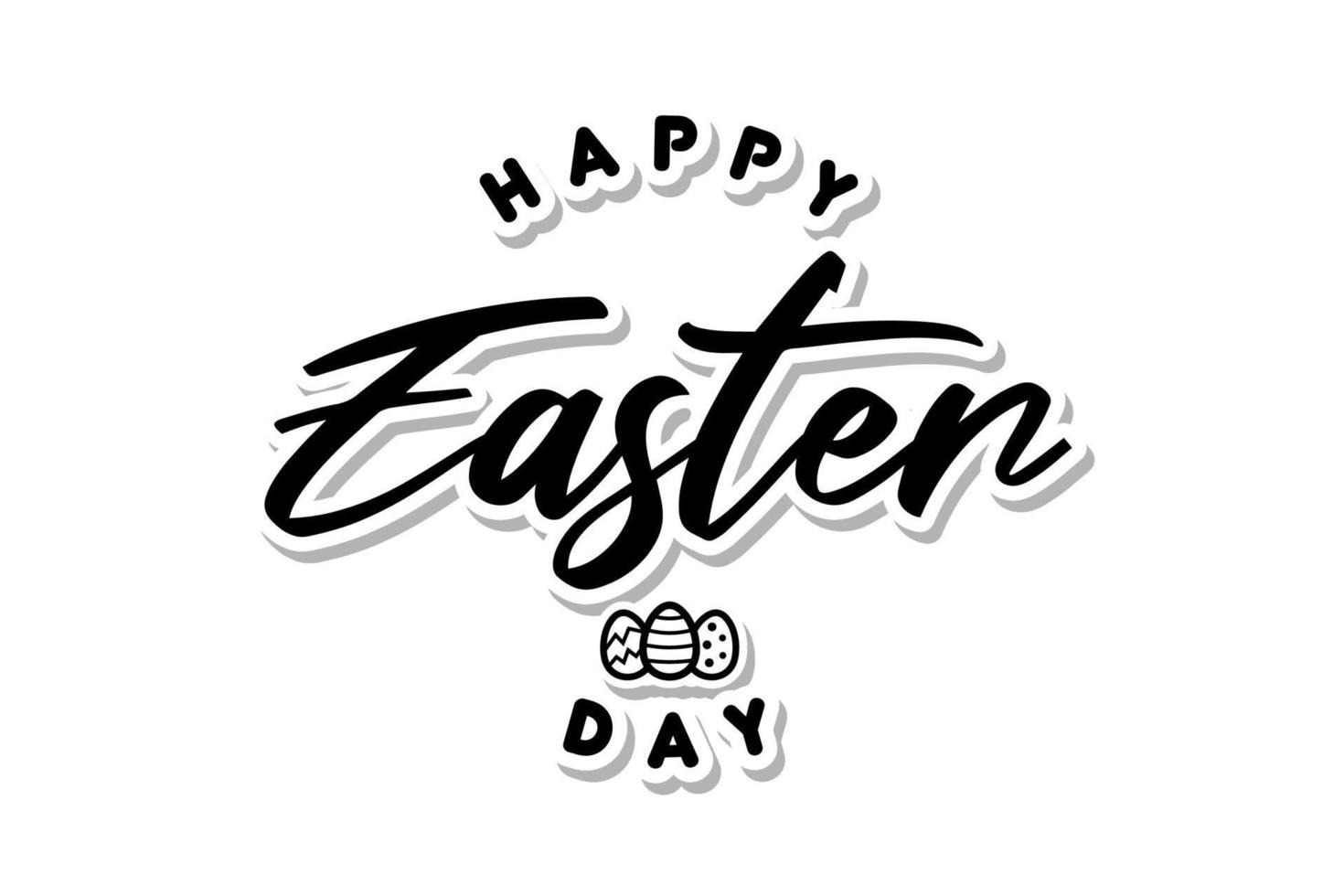 Frohe Ostern schreiben und Osterei-Symbol mit weißem Hintergrund, schöne Komposition für Grußkarten vektor