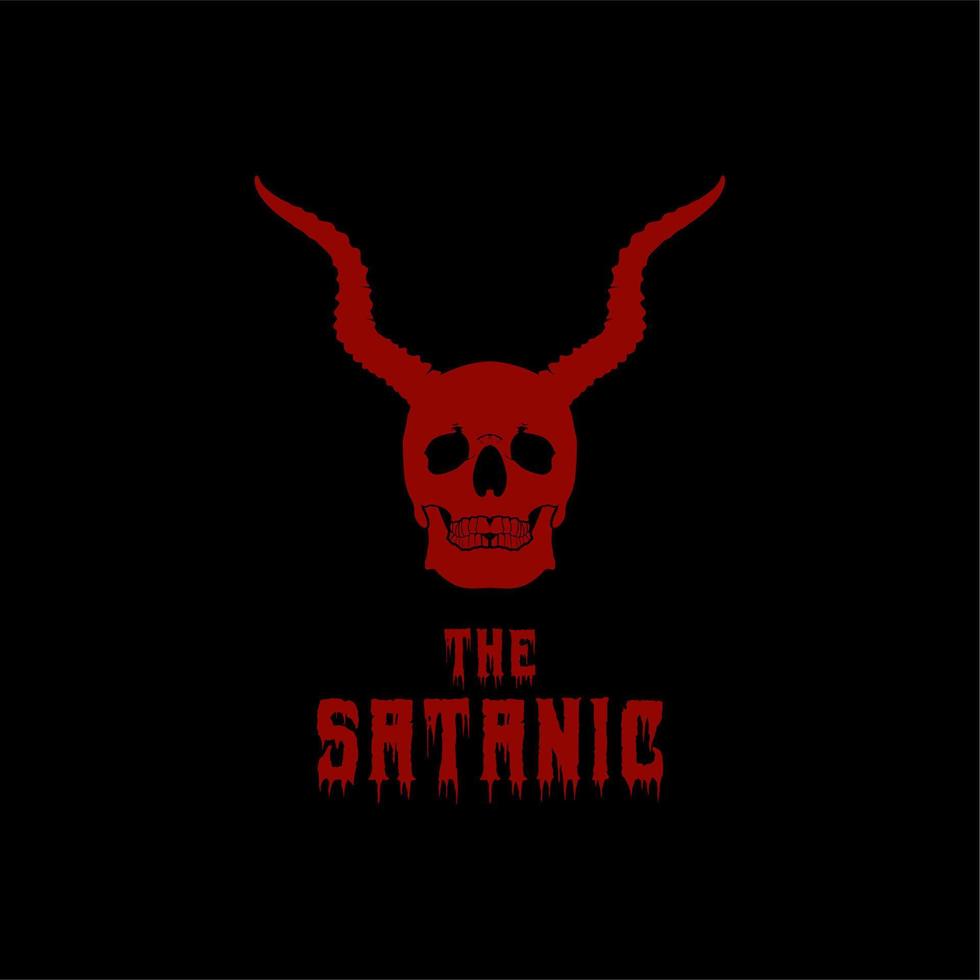 Totenschädel geehrt für die Inspiration für das satanische Logo-Design des Dämonen-Teufels vektor