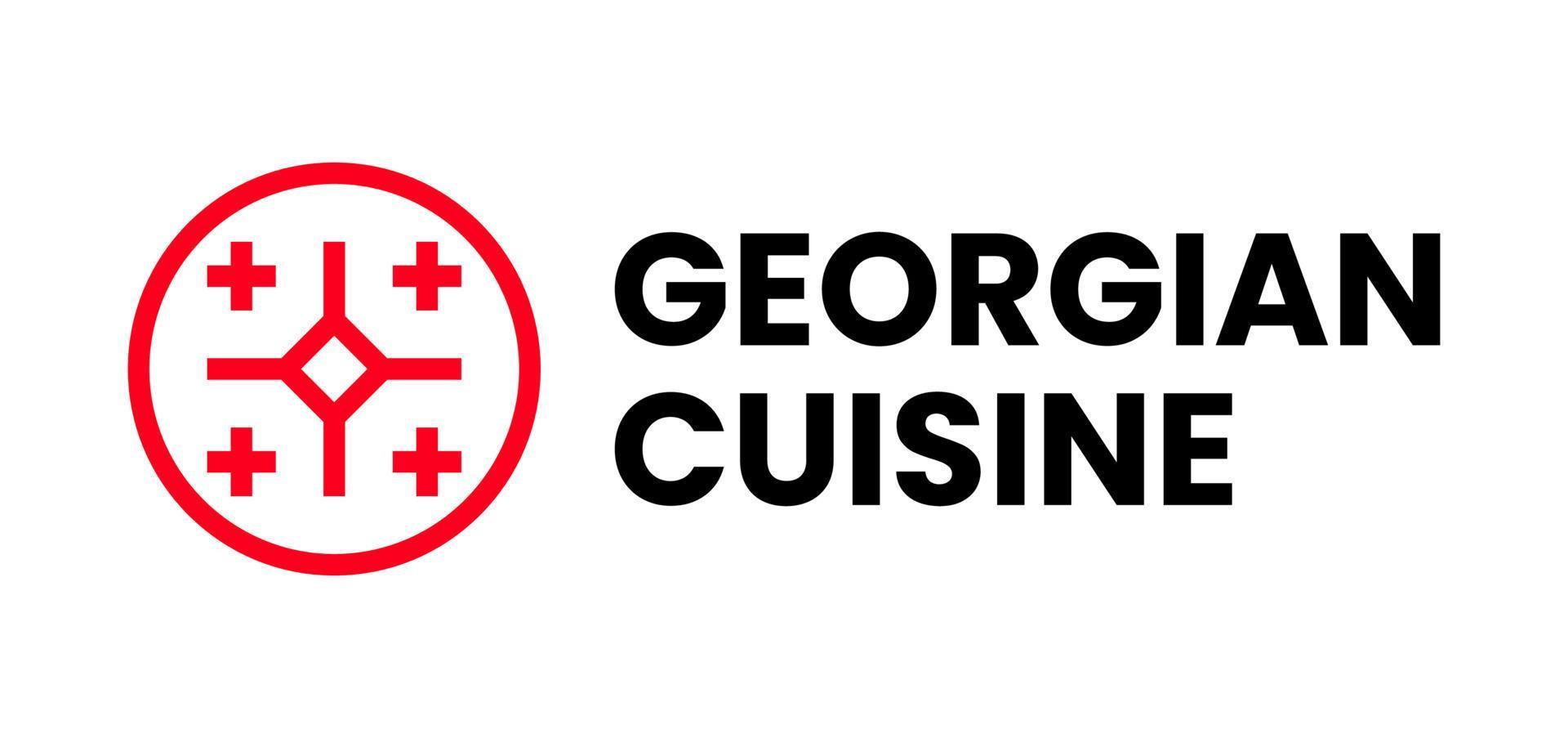 Symbolstempel der georgischen Küche für Restaurantmenü mit nationaler Küche aus Georgia vektor