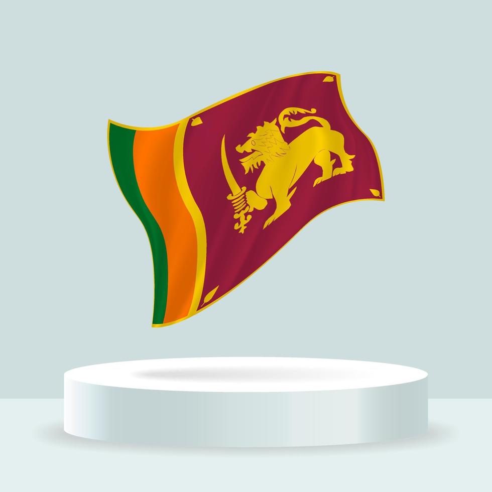 Sri-Lanka-Flagge. 3D-Darstellung der auf dem Stand angezeigten Flagge. schwenkende Flagge in modernen Pastellfarben. Flaggenzeichnung, Schattierung und Farbe auf separaten Ebenen, ordentlich in Gruppen zur einfachen Bearbeitung. vektor