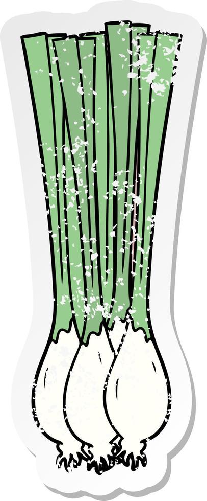 nödställda klistermärke av en tecknad vårlök vektor