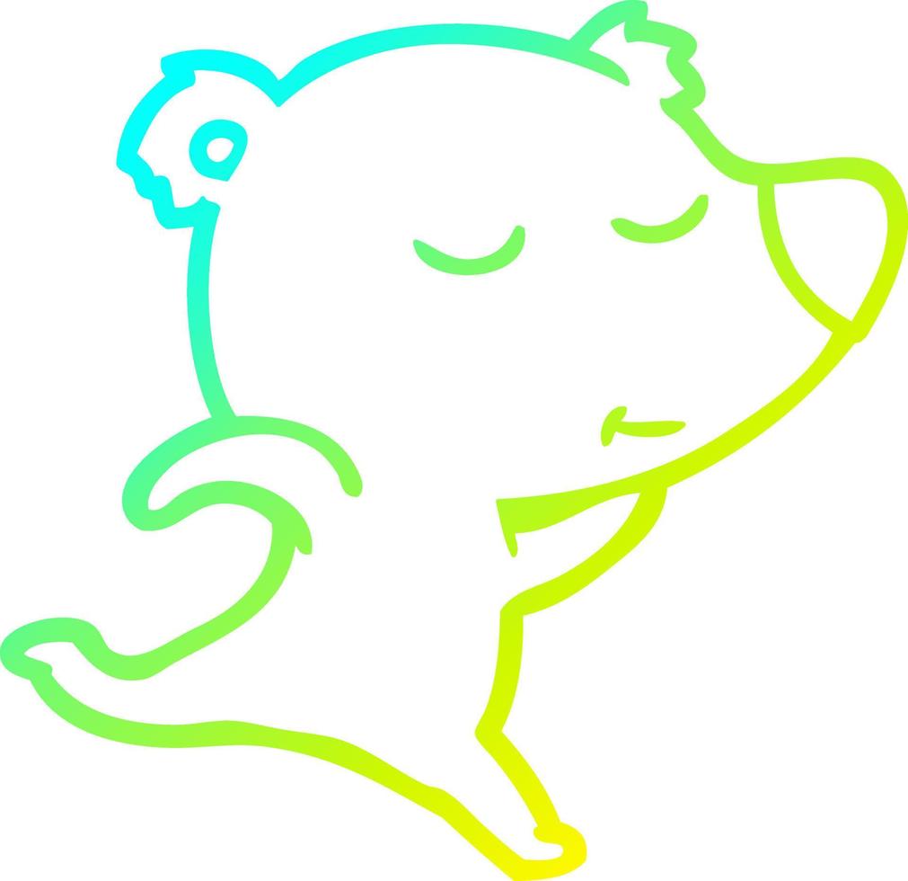 kall lutning linjeteckning glad tecknad isbjörn kör vektor