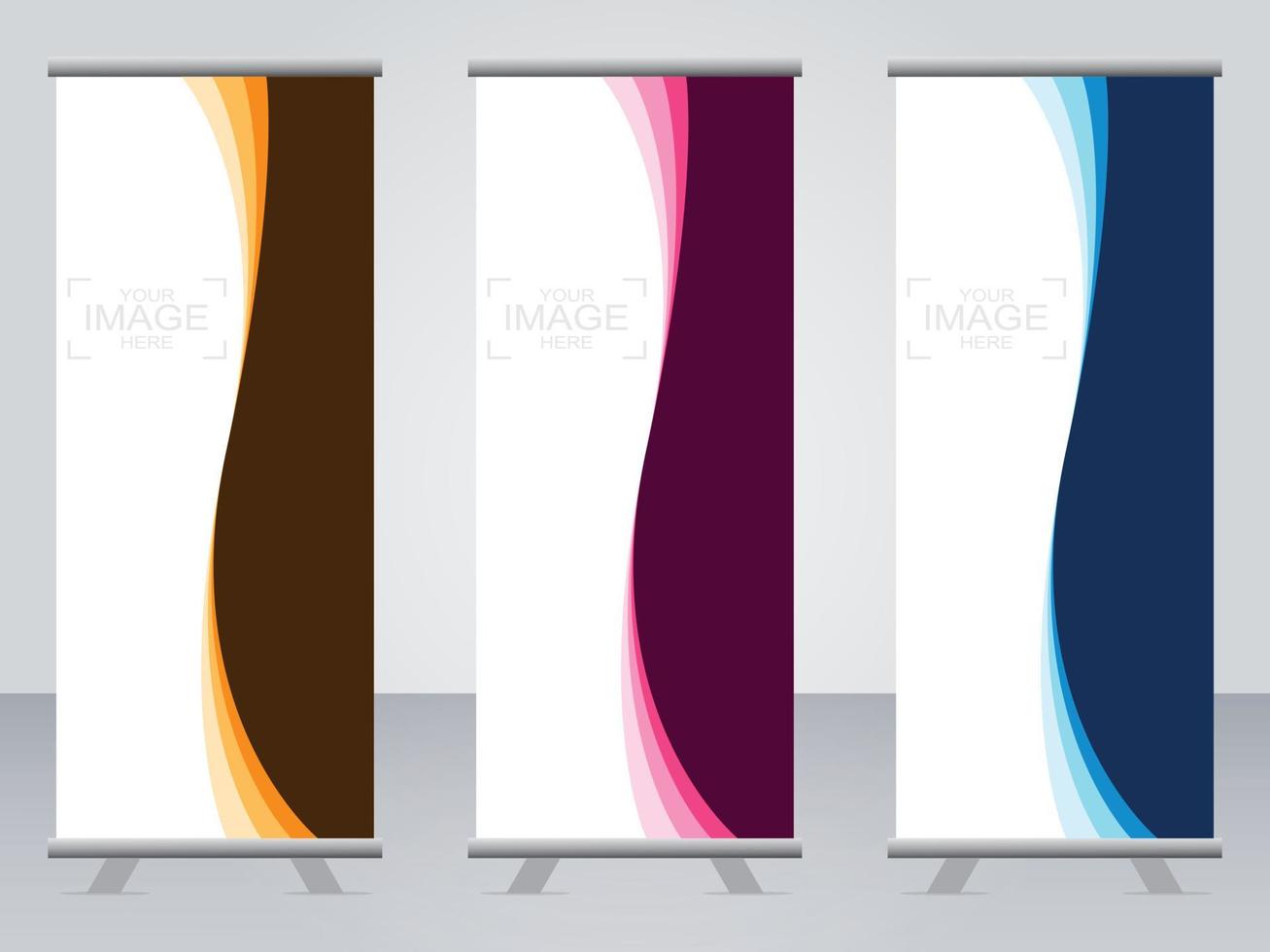 business banner roll up set standee banner mall. vektor