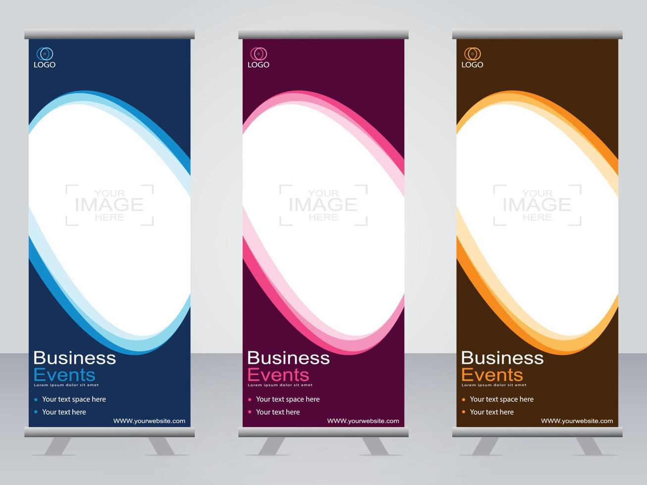 business banner roll up set standee banner mall. vektor