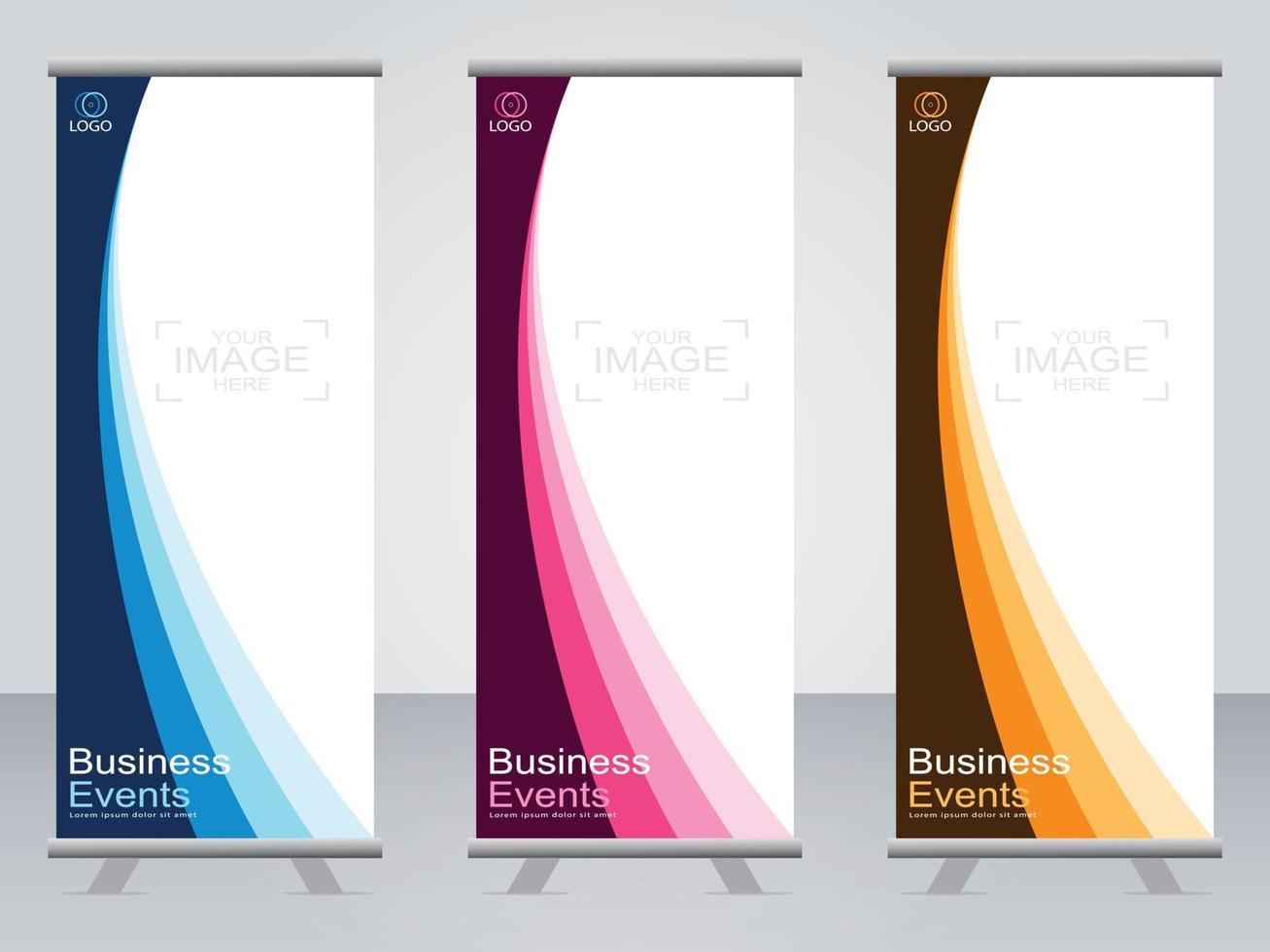 business banner roll up set standee banner mall. vektor